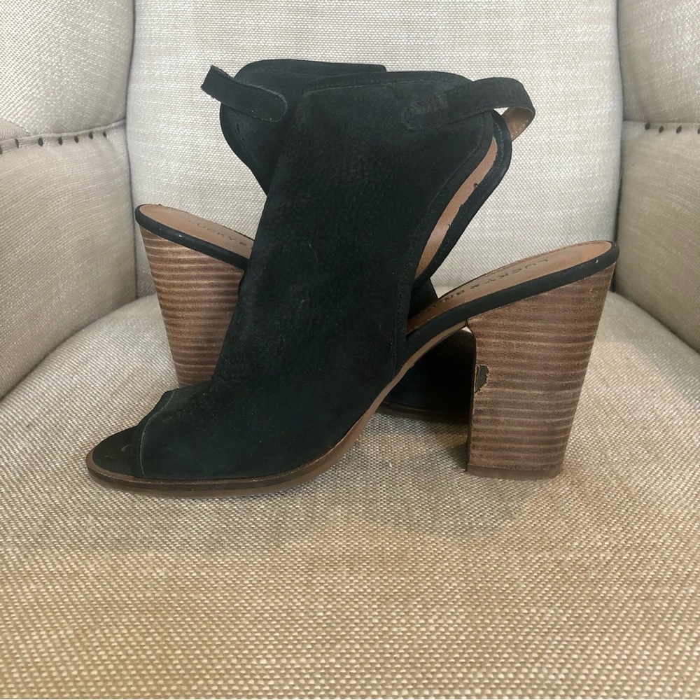 Lucky Brand Black Suede Open Toe and Heel Bootie Size 7.5 - Picture 6 of 11
